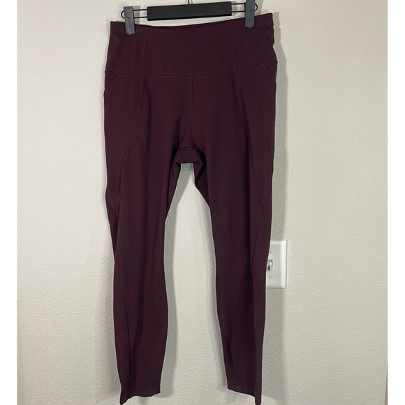 APANA Ladies Maroon Leggings with Side Pockets - Size Large - Picture 1 of 6